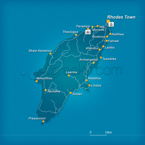 Plan de l'ile de Rhodes